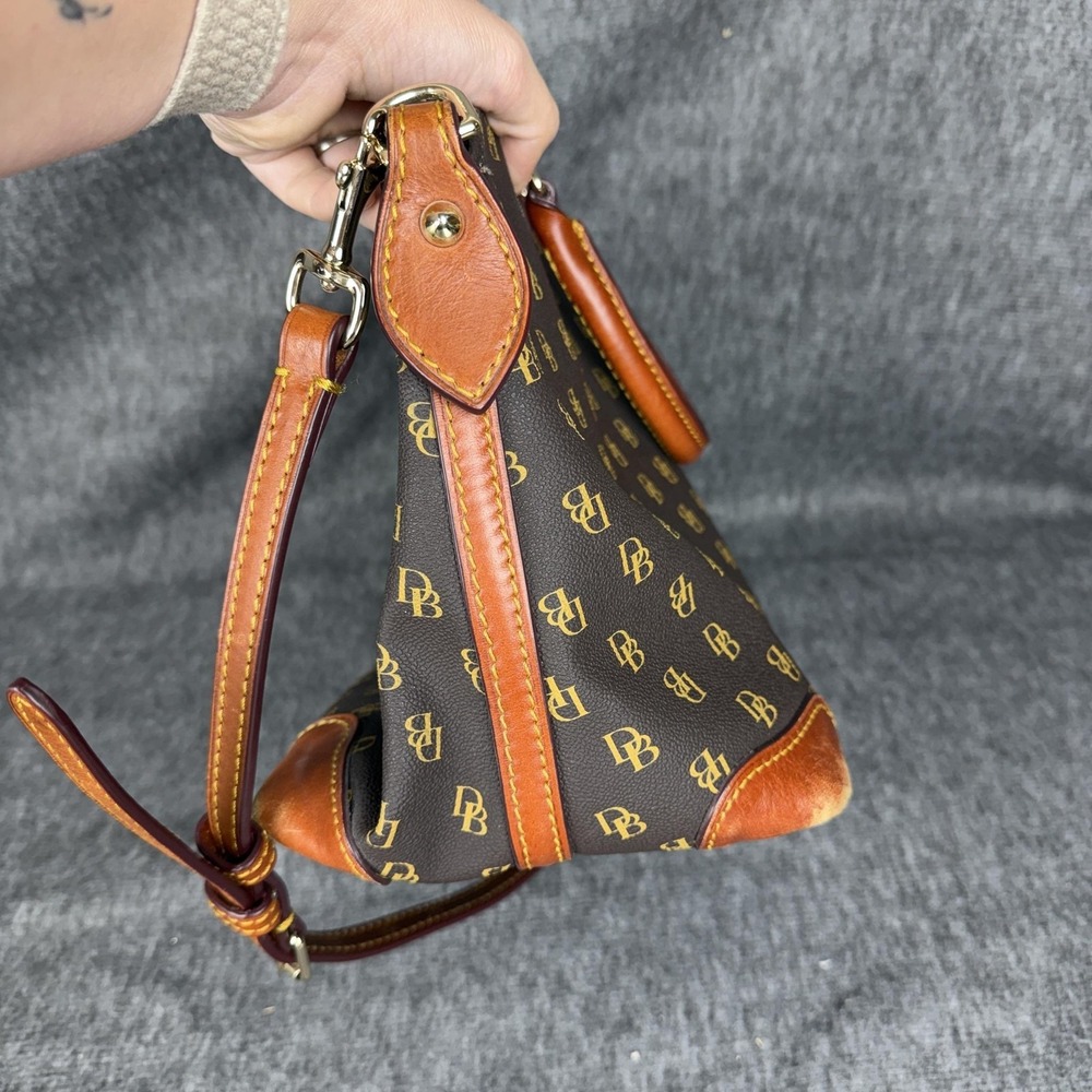 Dooney & Bourke Satchel Crossbody Bag Womens Medium Brown DB Canvas Red Lining - Picture 6 of 12